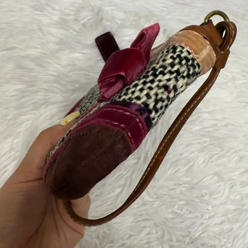 y2k Coach Vintage Limited Edition Soho Tweed Ribbon Bow Mini Purse Bag Charm